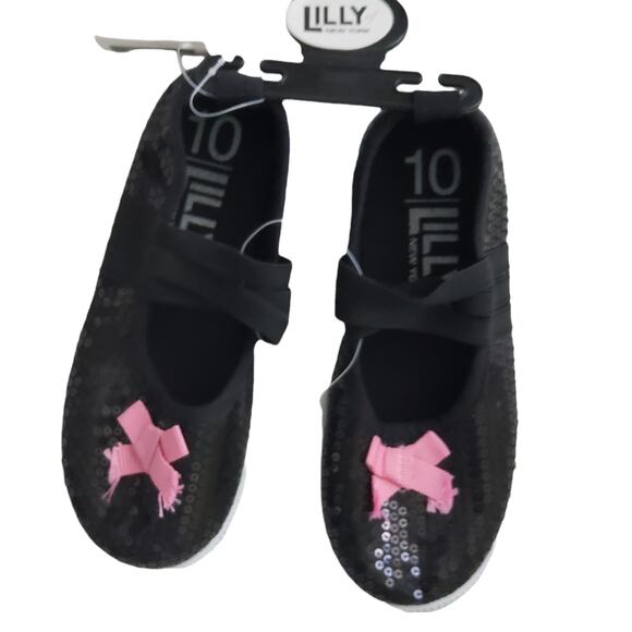 2 FOR $5 SALE Lilly of New York  Black Sequined Slip On Sneakers Size 10 - Picture 1 of 9
